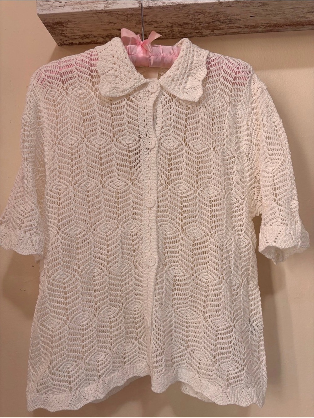 Monki Beautiful Crochet Jacket Cardigan White Size S